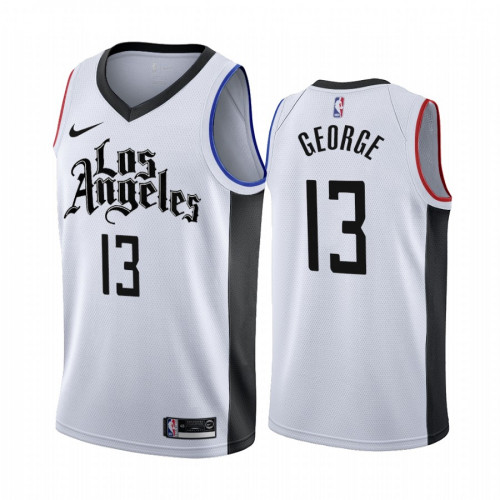 Men's Los Angeles Clippers #13 Paul George White NBA 2019 City Edition Stitched Jersey